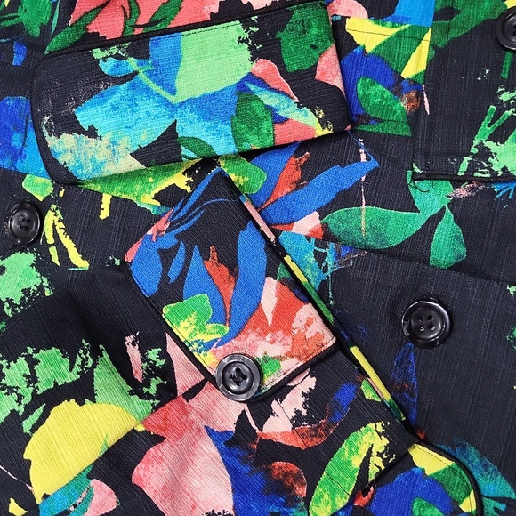 EUC Erin London women's floral lace back 97% cotton button down jacket coat, M - Picture 7 of 10